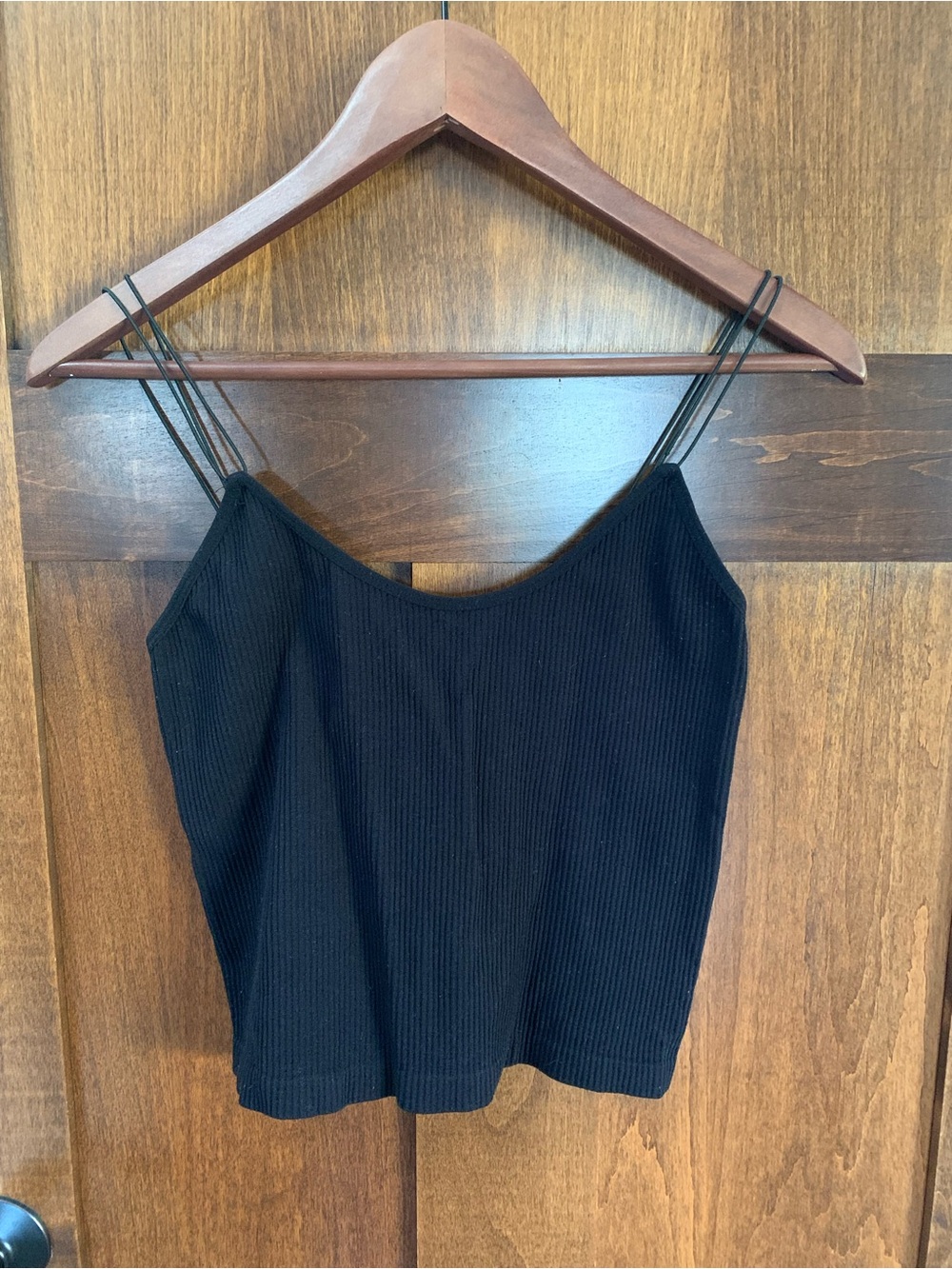 Black Ribbed Cropped Camisole